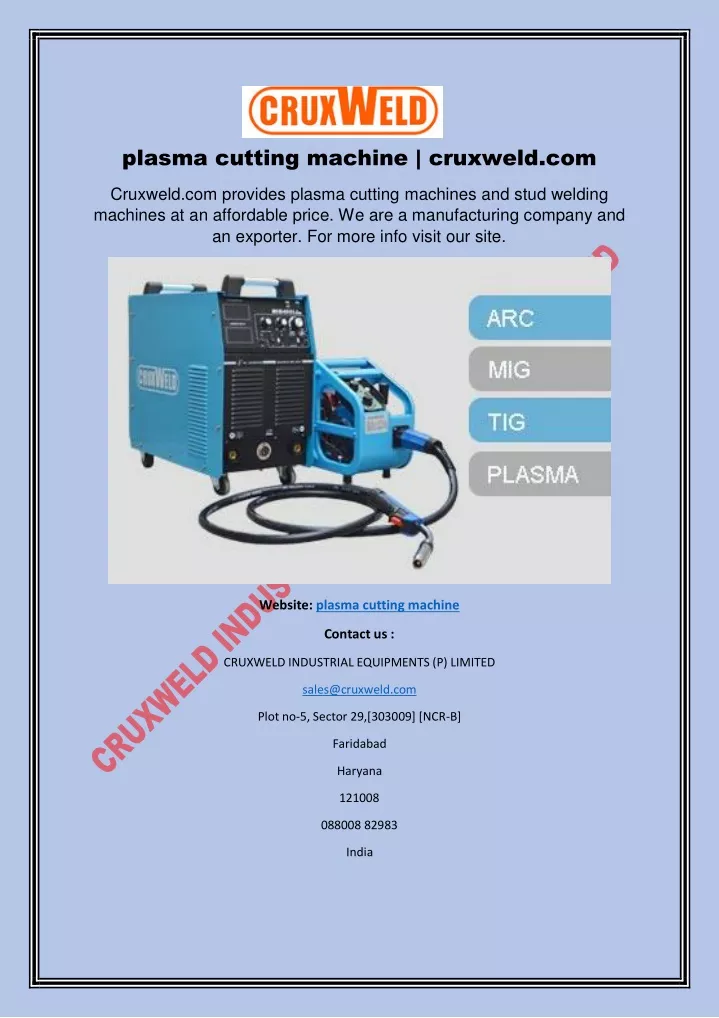 plasma cutting machine cruxweld com