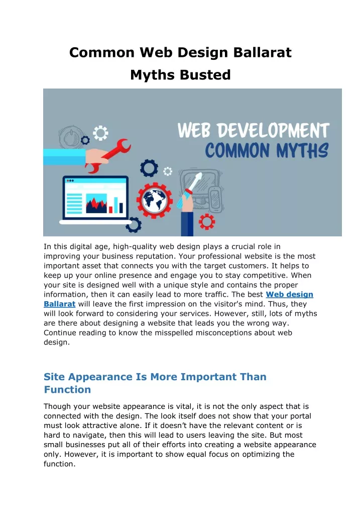 common web design ballarat myths busted