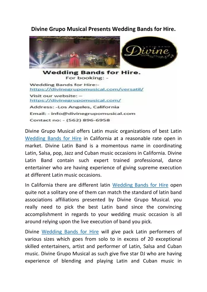 divine grupo musical presents wedding bands