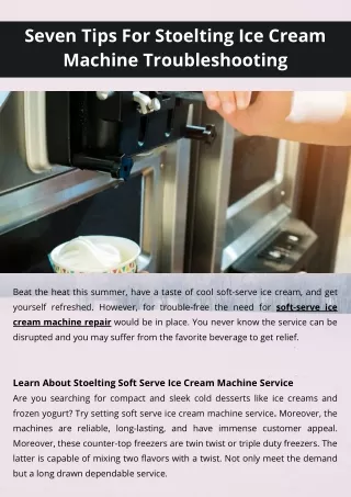 seven tips for stoelting ice cream machine