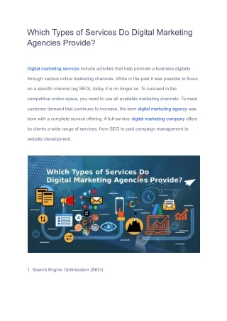 Which Types of Services Do Digital Marketing Agencies Provide