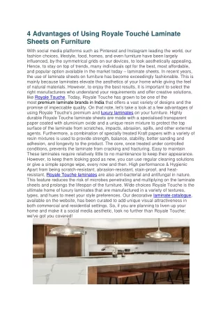 4 advantages of using royale touch laminate