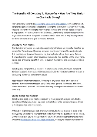 the benefits of donating to nonprofits