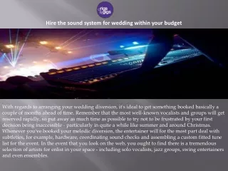 Hiring sound systems