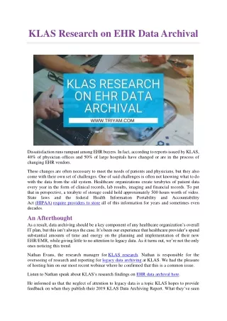 klas research on ehr data archival