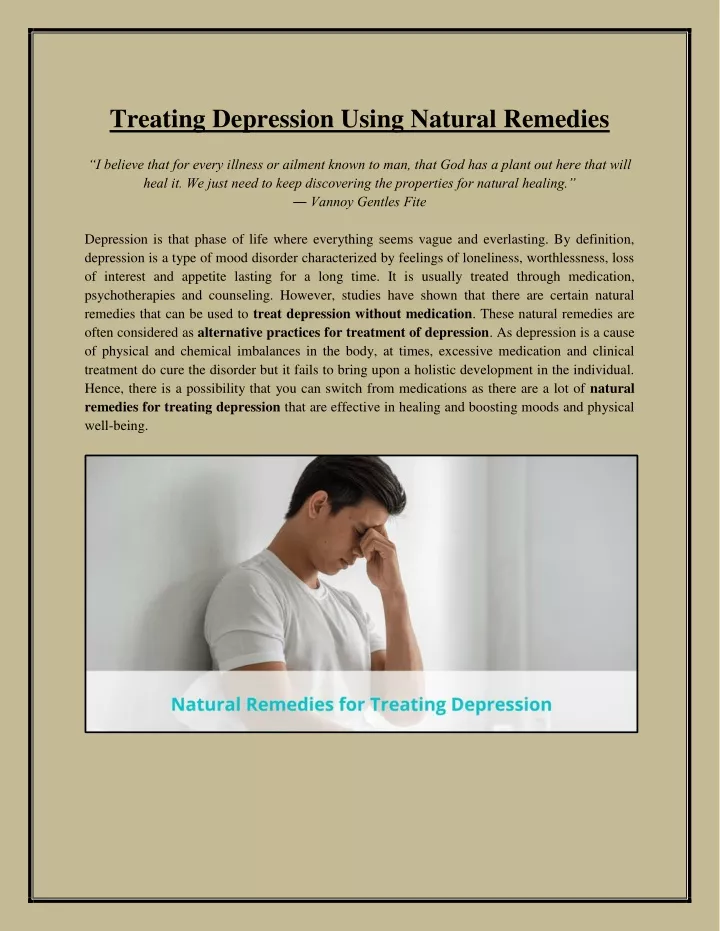 treating depression using natural remedies