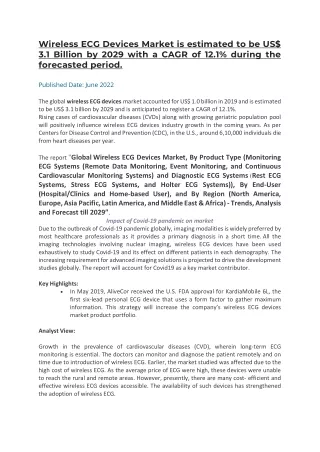 wireless ecg devices market is estimated