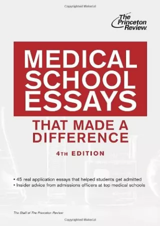 EBOOK Medical School Essays That Made a Difference 4th Edition Graduate