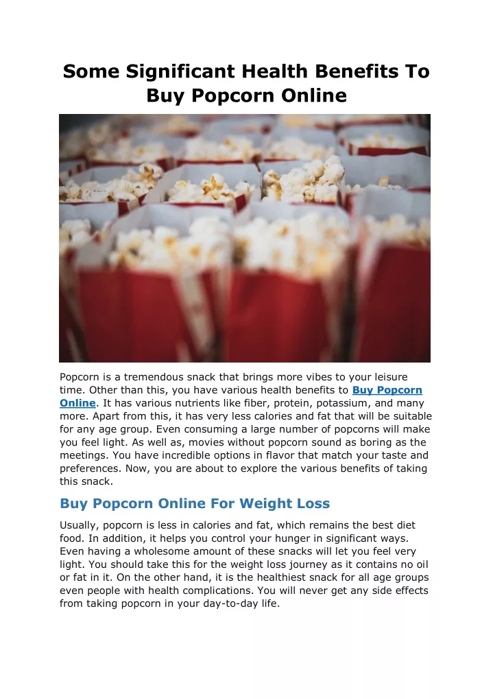 some significant health benefits to buy popcorn