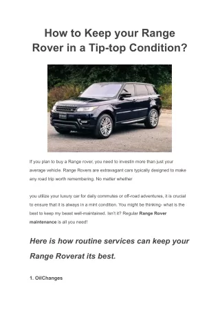 How to Keep your Range Rover in a Tip-top Condition_