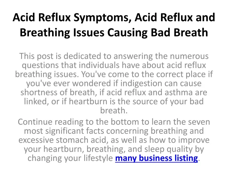 acid reflux symptoms acid reflux and breathing issues causing bad breath