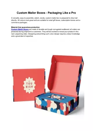 Custom Mailer Boxes - Packaging Like a Pro