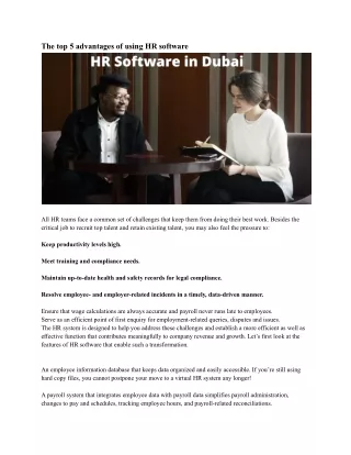 the top 5 advantages of using hr software