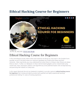 ethical hacking course for beginners