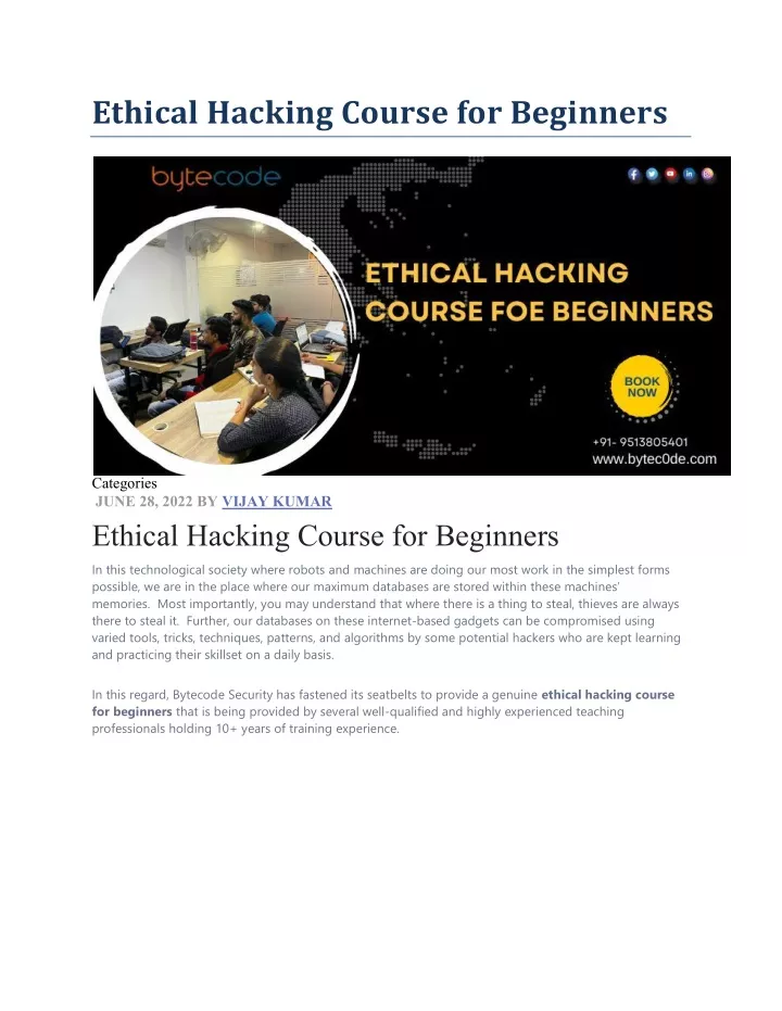 PPT - Ethical Hacking Course For Beginners PowerPoint Presentation ...