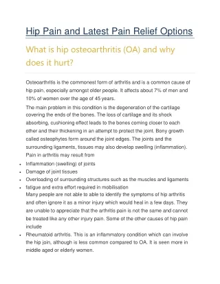 Hip Pain and Latest Pain Relief Options - Removemypain