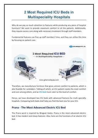 2 most required icu beds in multispeciality