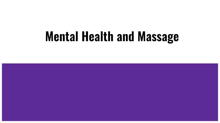 mental health and massage