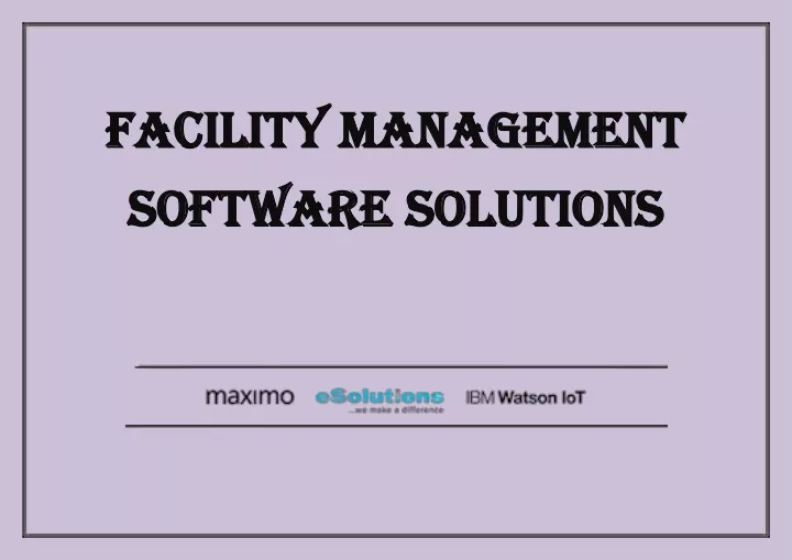 facility management facility management software