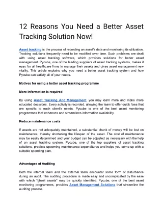 12 Motives for a Better Asset Tracking Solution Now!