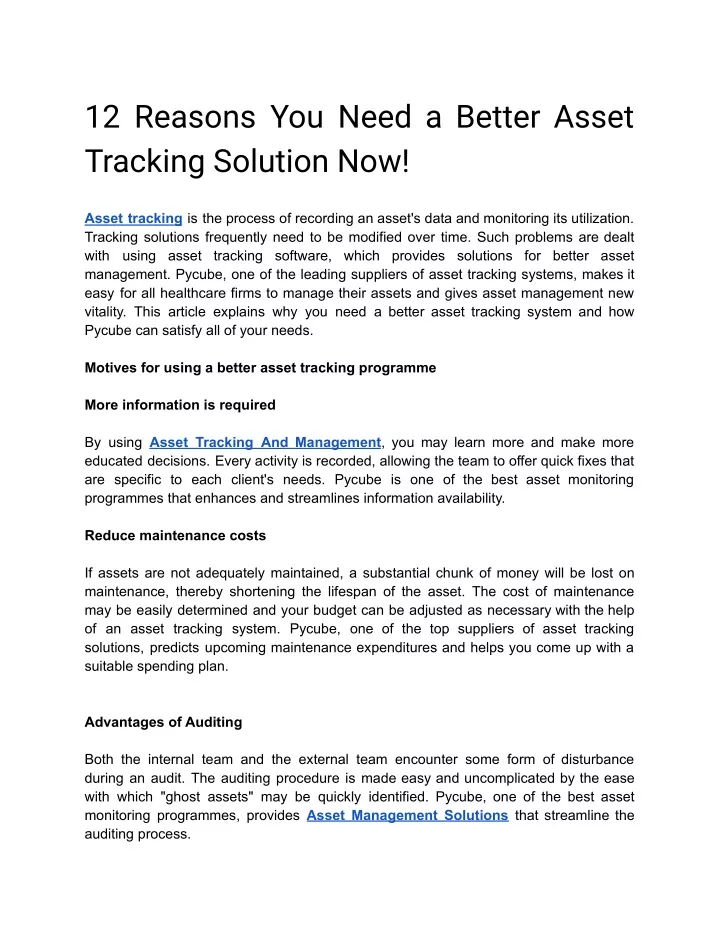 12 reasons you need a better asset tracking