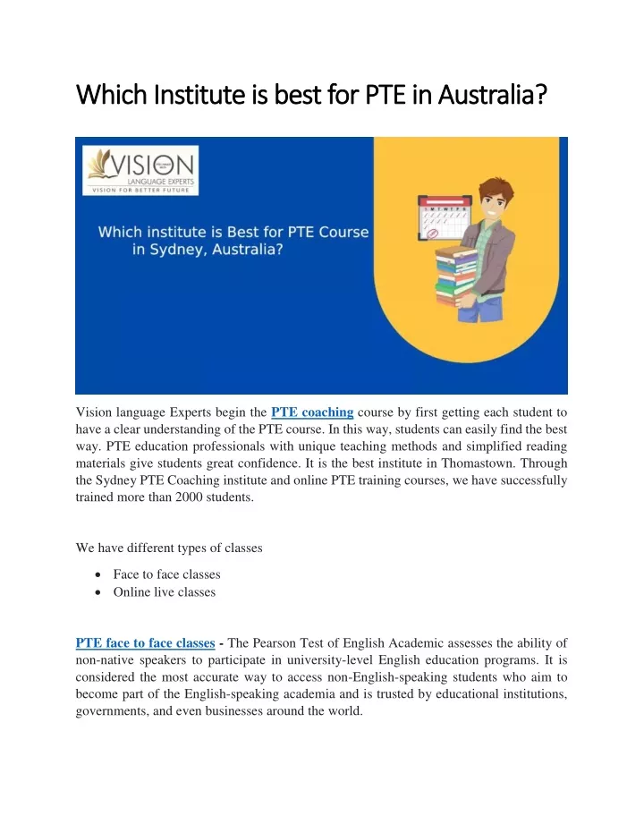 which institute is best for pte in australia