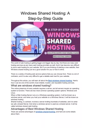windows shared hosting a step by step guide
