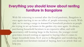 Everything you should know about renting furniture in Bangalore