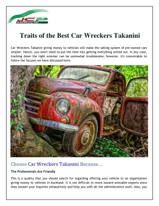 Traits of the Best Car Wreckers Takanini