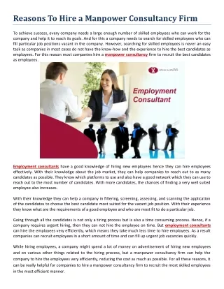 Reasons To Hire a Manpower Consultancy Firm