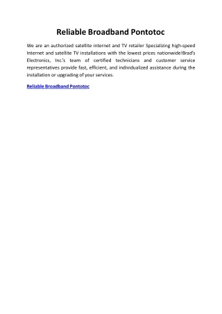 Reliable Broadband Pontotoc