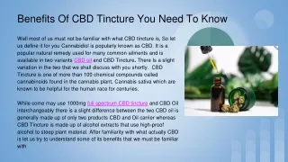 Benefits Of CBD Tincture You Need To Know
