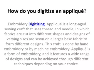 how do you digitize an appliqu