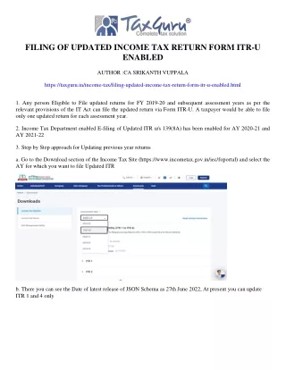 filing of updated income tax return form