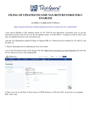 filing of updated income tax return form