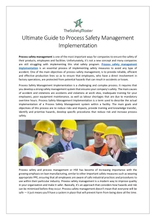 ultimate guide to process safety management