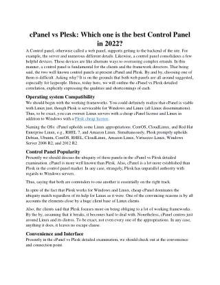 cpanel vs plesk which one is the best control