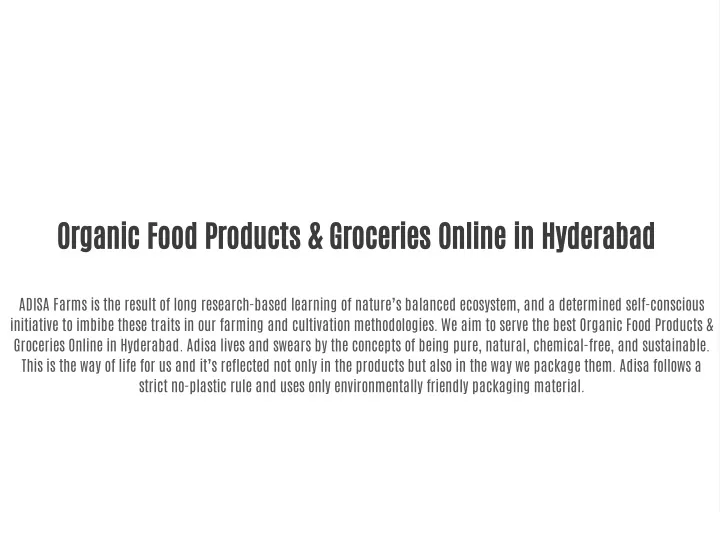 organic food products groceries online