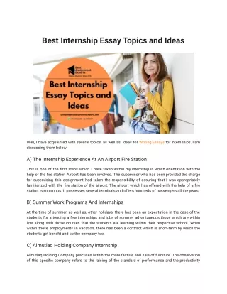 Best Internship Essay Topics and Ideas