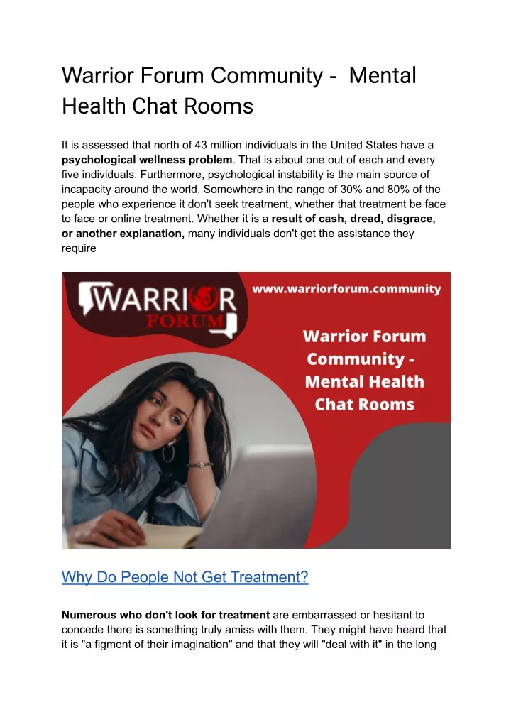 warrior forum community mental health chat rooms
