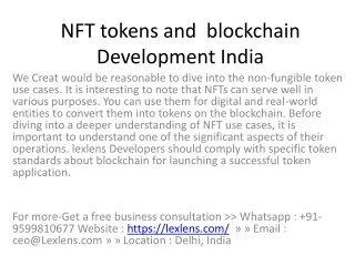 nft tokens and blockchain development india