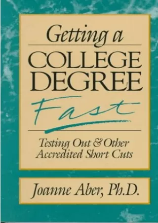 EBOOK Getting a College Degree Fast Frontiers of Education