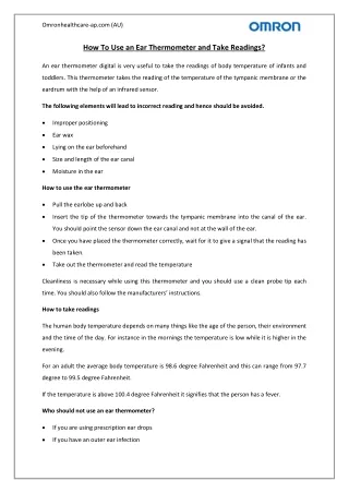 How to Use an Ear Thermometer and Take Readings?