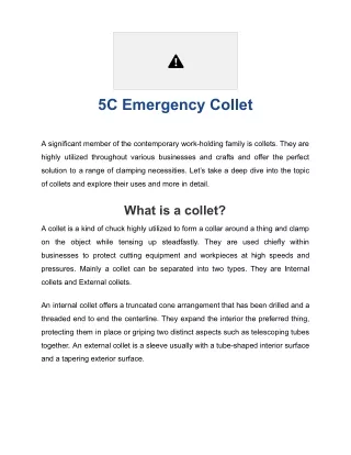 Best Quality 5c Emergency Collet from the Best Collets Manufacturer in India