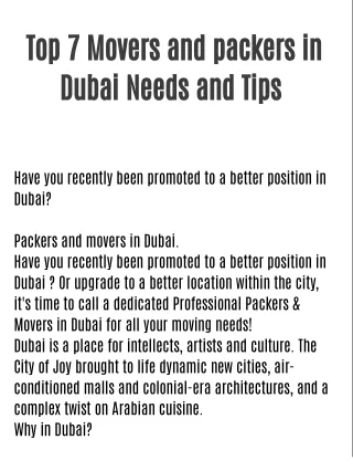 Mr Perfect Movers and Packers in Dubai