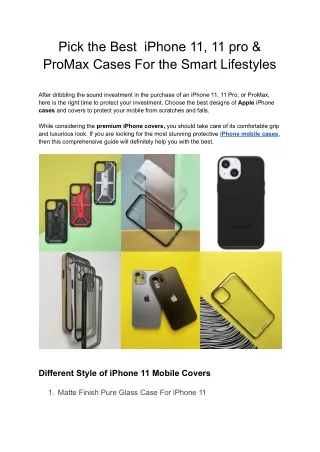 Pick the Best iPhone 11, 11 Pro & ProMax Cases For the Smart Lifestyles