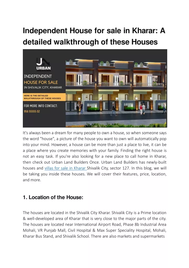 independent house for sale in kharar a detailed walkthrough of these houses