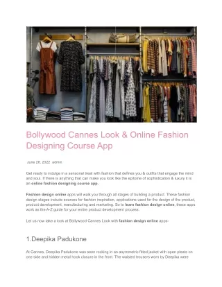 Bollywood Cannes Look & Online Fashion Designing Course App