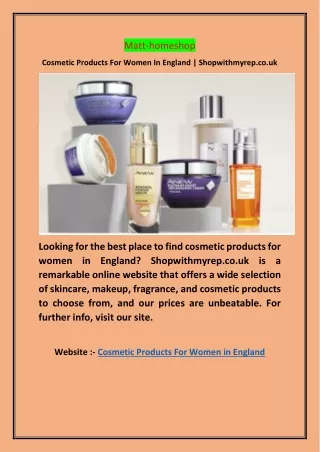 Cosmetic Products For Women In England | Shopwithmyrep.co.uk