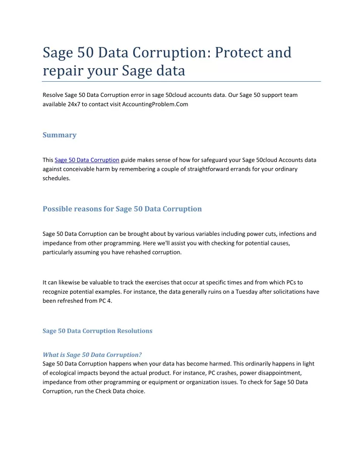 sage 50 data corruption protect and repair your